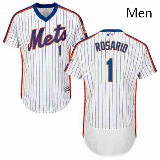 Mens Majestic New York Mets 1 Amed Rosario White Alternate Flex Base Authentic Collection MLB Jersey